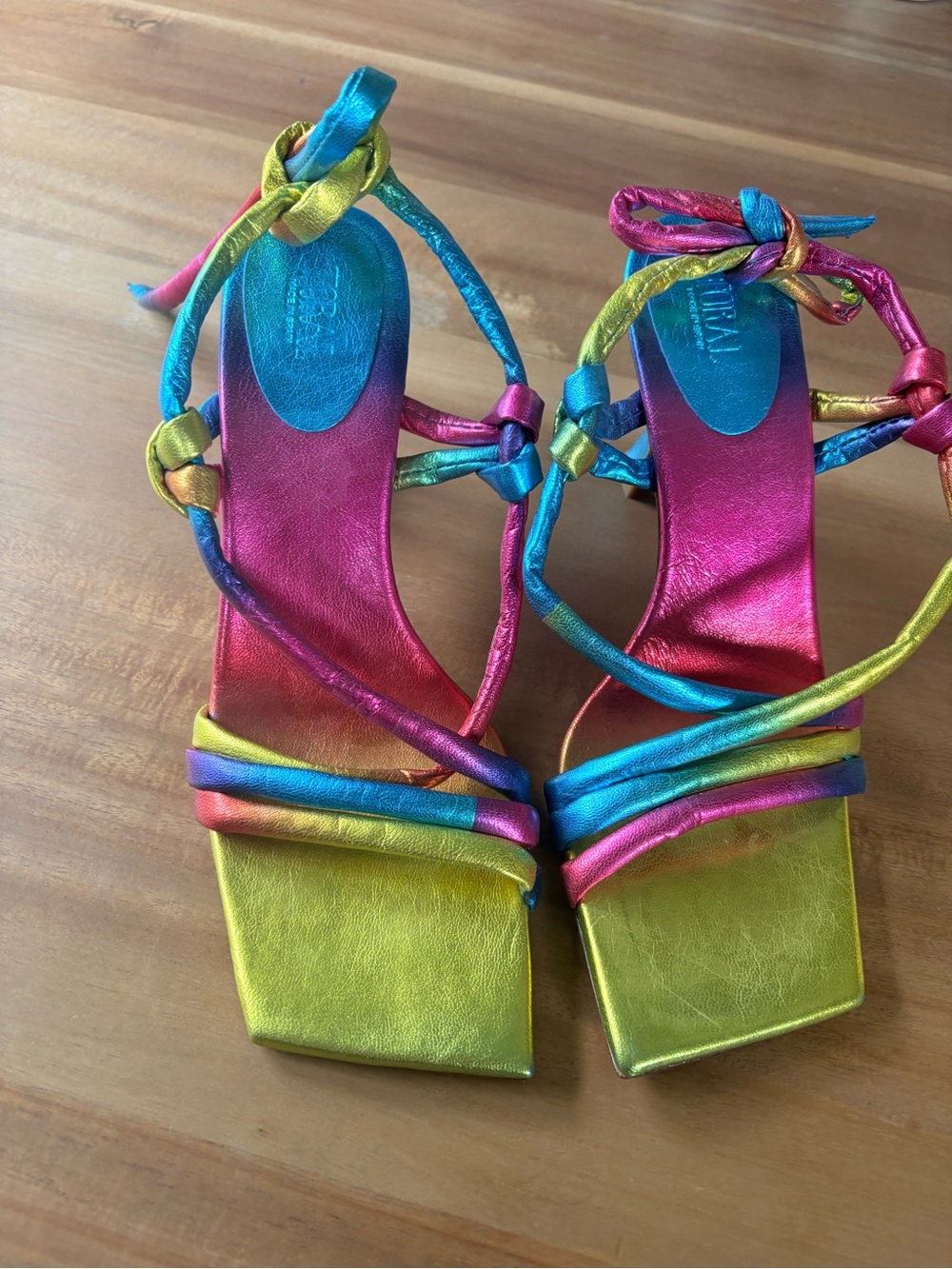 Rainbow Metallic Strappy Sandals - Multicolor Sz 39 NWT